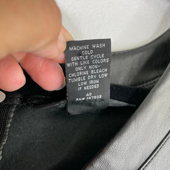 Ashley Stewart Black Peplum Faux Leather Long Sleeve Blouse Waist Tie Size 22/24 - Picture 10 of 15